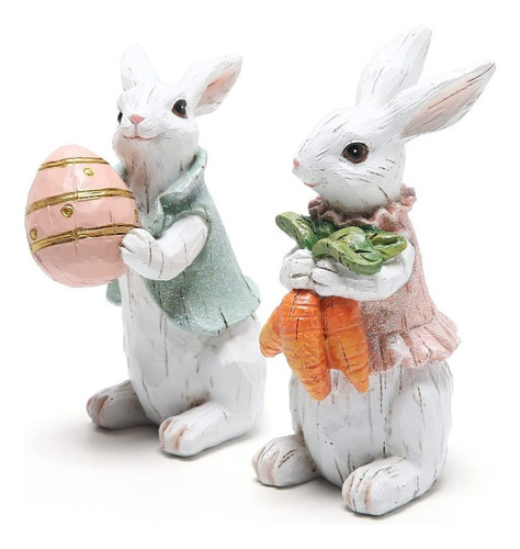 2 Figuras De Conejo De Pascua Y Primavera, Estatuas De Conej