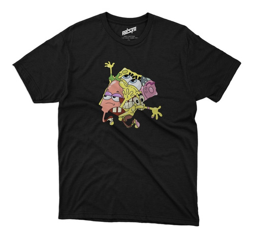 Remera Bob Esponja Todos Los Personajes Algodon Negra