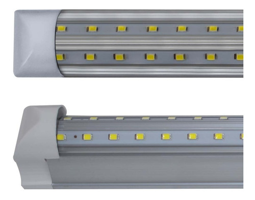 Imagen 3 de 6 de 10 Regleta Tubo Led Doble 30w Con Base Integrada Aluminio
