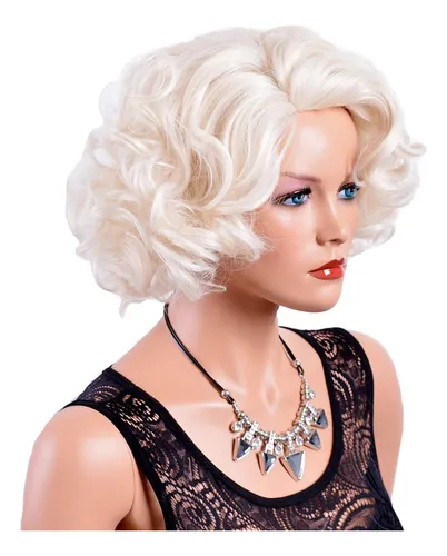 Short Blonde Curly Wigs For Women Big Wavy 80s Flip Wig...