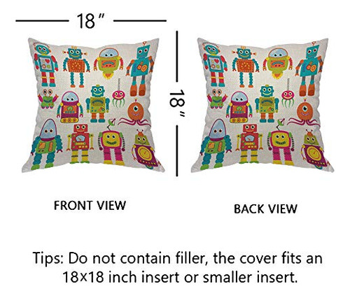 Ekobla Robots Throw Pillow Cover Adorable Funky Octopus