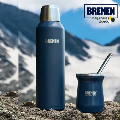 Termo 1 Litro Acero Inoxidable Tapa Magnética Colores Bremen Gris