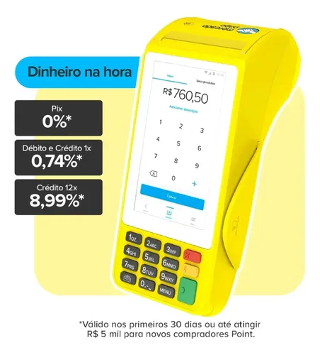 Maquininha De Cartão Mercado Pago Point Pro 3 4g Wifi E Nfc Tim 127/220v