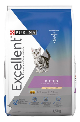 Purina Excellent Kitten Croquetas Gatitos Pollo Arroz 1.5kg