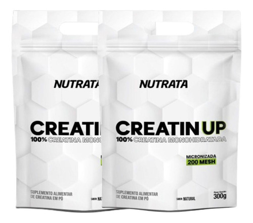Kit 2 Creatina 300 Cada Refil Creatin Up Nutrata Pura Sabor Sem Sabor