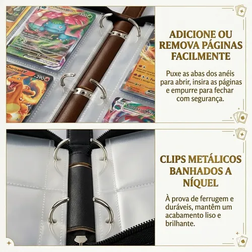400 Cards Album Pasta Fichario Com Ziper Cartas Pokemon