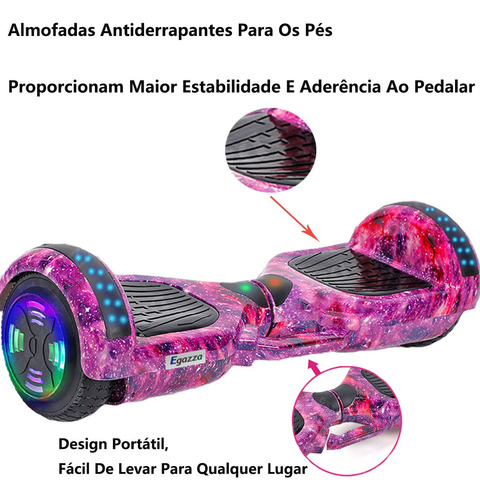 Hoverboard Elétrico Bluetooth Egazza K5 Roxo, Pacote Com 2