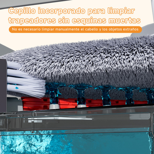 BOMIDI Trapeadores Giratorios Microfibra Mop Cubeta Doble Capa Con Drenaje Y Cepillo De Limpieza