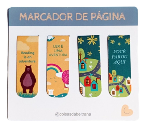 Kit 4 Marcadores De Páginas Magnéticos Artesanais Exclusivos