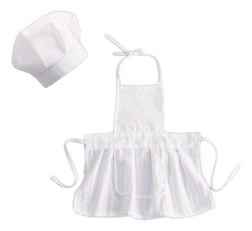 2 Unids Lindo Delantal Y Gorro Bebé Chef Niño Blanco Cook Co