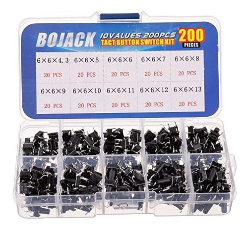 Bojack 10 Valores 200 Piezas De 6x6 Mm Con Pulsador Táctil D