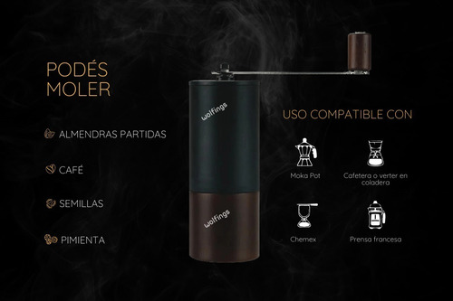 Imagen 6 de 10 de Molinillo Cafe Manual Granos Muelas Calidad Excelente