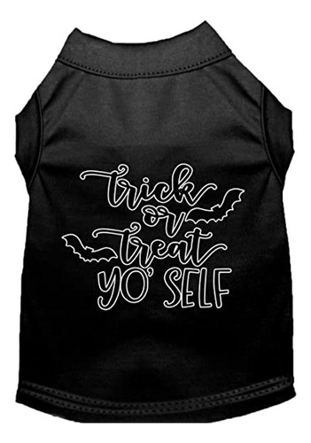 Camiseta Para Perro Trick Treat Yo' Self Negra Talla L