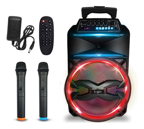 Parlante Bluetooth 12 Pulgadas T-go Rio 2 Micrófonos Luces