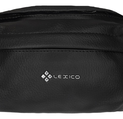 Riñonera Lexico L419 Eco Cuero Premium Bolsillo Cierre Metal Color Negro Diseño De La Tela Lisa