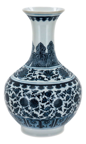 Vaso Objetos Decorativos Enfeites Sala 31x18cm Cerâmica Azul