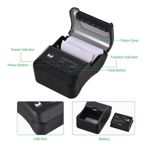 Imagen 3 de 7 de Impresora Térmica Bluetooth De 58 Mm Inalambrica +6rollos