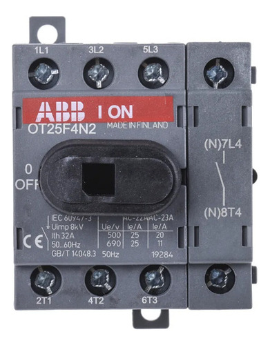 Seccionador Bajo Carga Rotativo 25a 4 Polos Abb