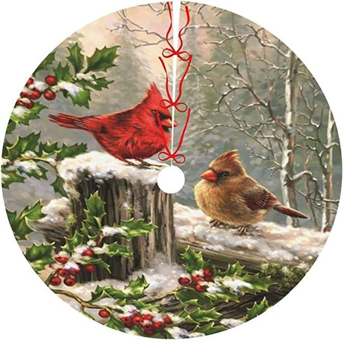 Falda De Árbol De Navidad De Invierno Con Diseño De Pája.