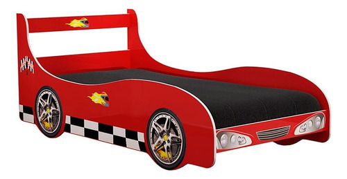 Cama Auto Rally Infantil Con Respaldo Sensacion Color Rojo