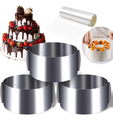 Juego De 3 Anillos De Mousse Para Tarta, 6 A 12 Pulgadas, An