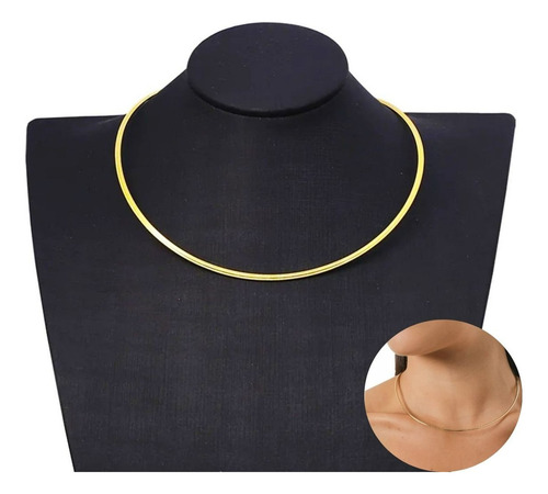 Cordão Choker 16 Gramas 3mm 45cm Ouro 18k Cor Amarelo