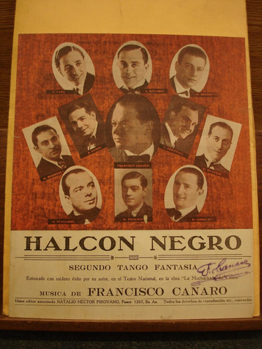 Partitura Halcon Negro Tango Fantasia Francisco Canaro
