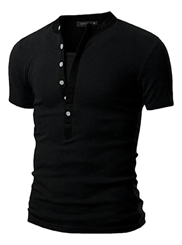 Camiseta Casual De Verano Con Cuello En V Y Botones Lisos Pa