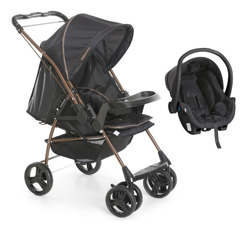 Carrinho Milano Rev Ii Preto Cobre Com Bebê Conforto Cocoon