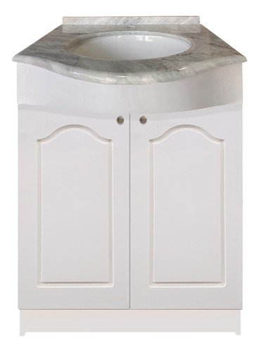 Vanitorio Marmol Carrara, Curvo 2 Puertas Blancas 80x85x40