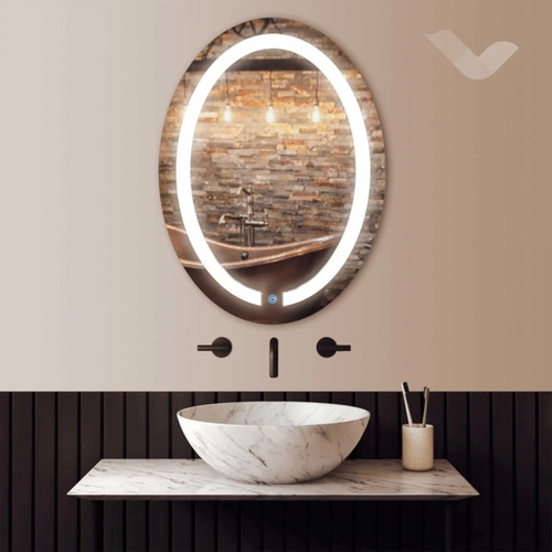 Imagen 2 de 6 de Espejo Luz Led Ovalado 80 X 60 Cm Touch Ideal Baño