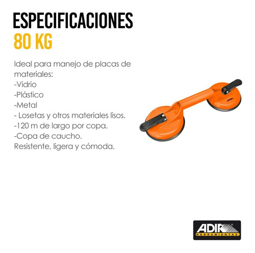 Ventosa De Aluminio 2 Copas De Succión Adir 11537