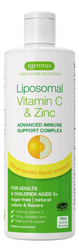 Vitamina C Liposomal De 1000 Mg Y Bisglicinato De Zinc De Ig