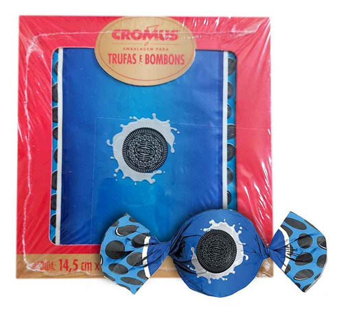 Embalagem Bombom Azul Cromus Biscoito 14,5cmx15,5cm 100 Unid