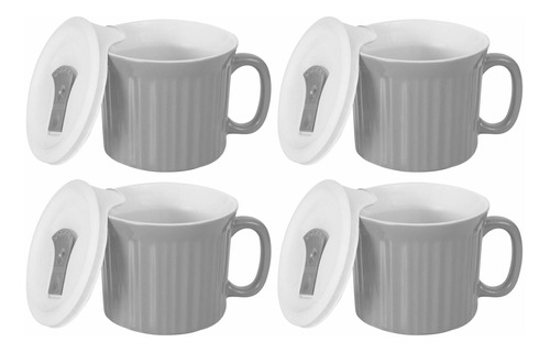 Corningware 20 Onzas Trufa Gris Comida Taza Con Tapa Ventila