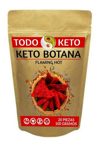 Totopos Keto Botana De Almendra Flamin Hot 100 Gramos