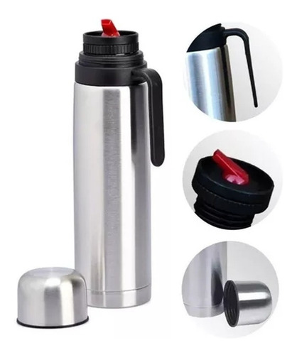 Imagen 4 de 10 de Termo Con Manija De Acero Inoxidable 1 L Kuchen