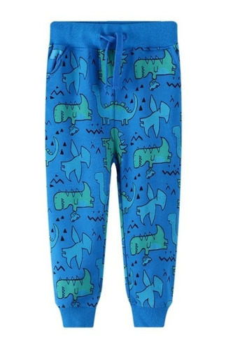 Pantalon Niño Jogging Estampado Dinosaurios Con Bolsillos