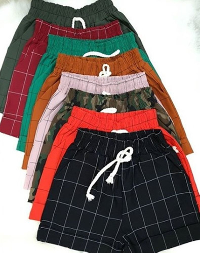 Imagem 1 de 1 de Kit 6 Shorts Xadres Bengaline Risca Giz Cordão Tendencia Mo