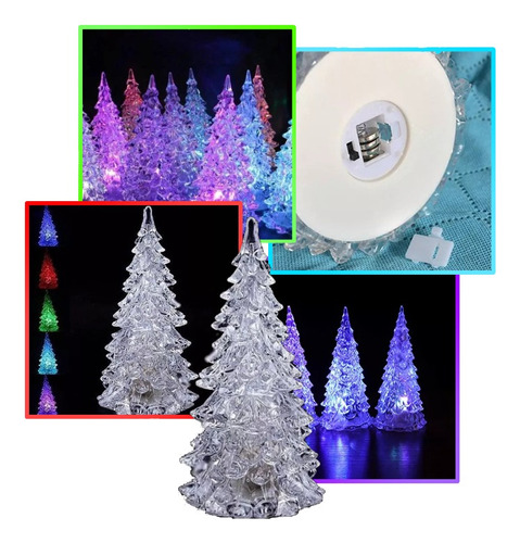 Árvore De Natal Acrílico Enfeite De Mesa Luminoso Led 27cm Cor Colorido