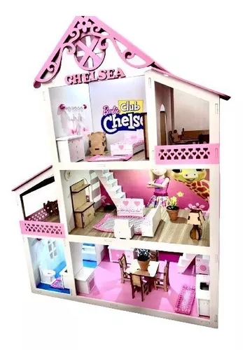 Casinha Da Peppa Pig Mobiliada Em Madeira Mdf C/ Móveis 41cm