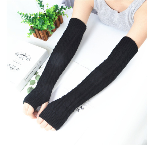Py 2 Pares De Guantes Sin Dedos De Invierno De Punto Largo,