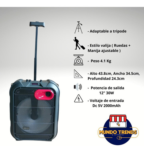 Parlante Altavoz Royal Cell Valija 12 Pulgadas Rp 12111