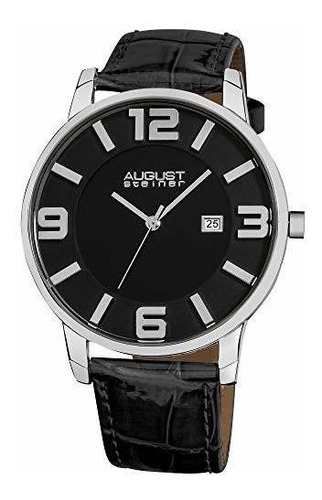 August Steiner Men's Slim Swiss Quartz Watch - Date Window A