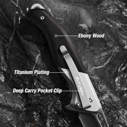 Cuchillo De Bolsillo Flissa Edc Plegable 8.3 Cm Titanio Y