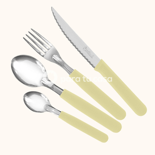 Imagen 2 de 8 de Set X16 Cubiertos Carol Soft Cuchillo Tenedor Mango Plástico