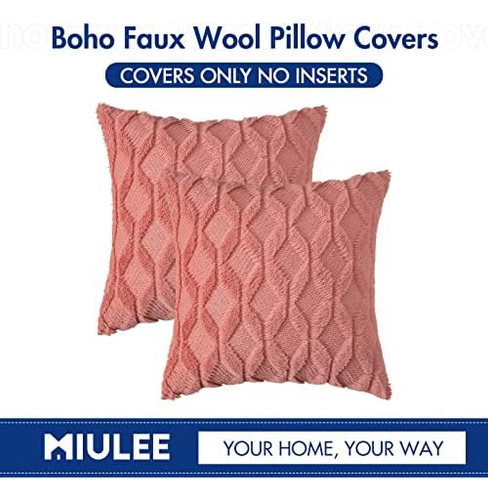 Miulee Fundas De Almohada De Color Rojo Coral, 18 X 18, Jueg