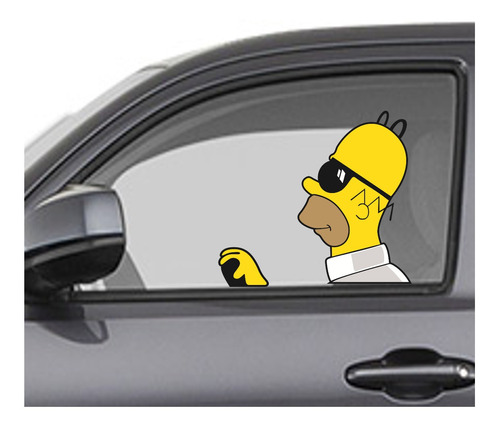 Calcas Sticker Homero Con Lentes Manejando Para Cristales