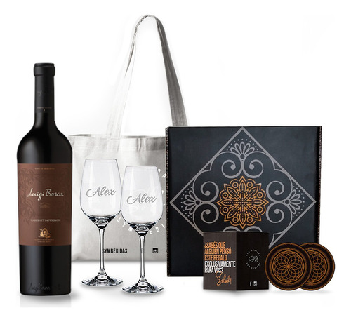 Box Set Vino Luigi Bosca Cabernet Copas Transparentes