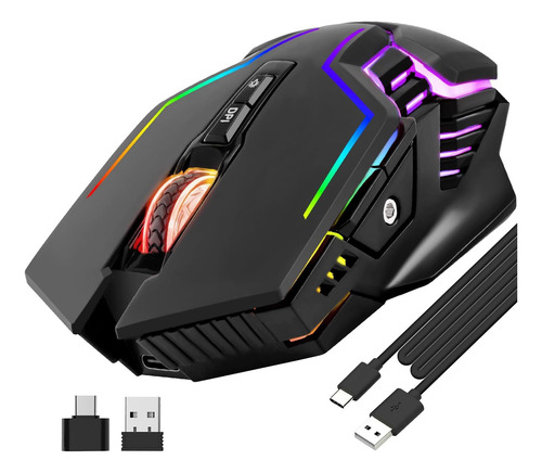 Mouse De Juego Inalámbrico De Choncho Para Pc, Retroiluminac